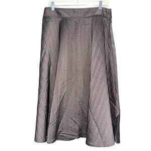 Grace Elements A-Line Midi Skirt Size 12 Gray Herringbone Pattern Polyester Blen